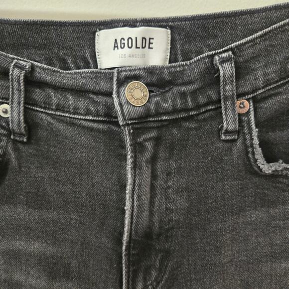Agolde Toni Mid Rise Skinny Jeans Faded Washed Black Size 27 - Picture 3 of 8